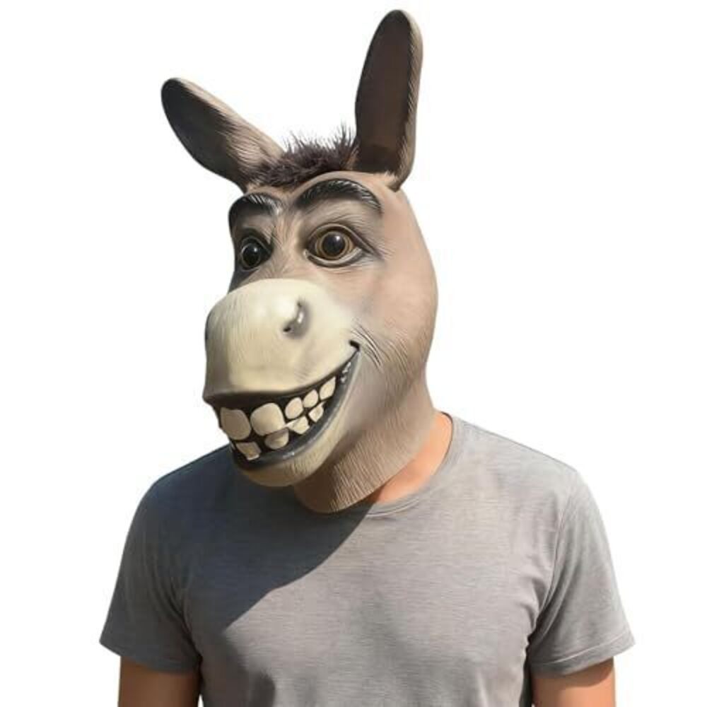 9761 Donkey Mask, Funny Latex Movie Character Animal Head Masks for Cosplay